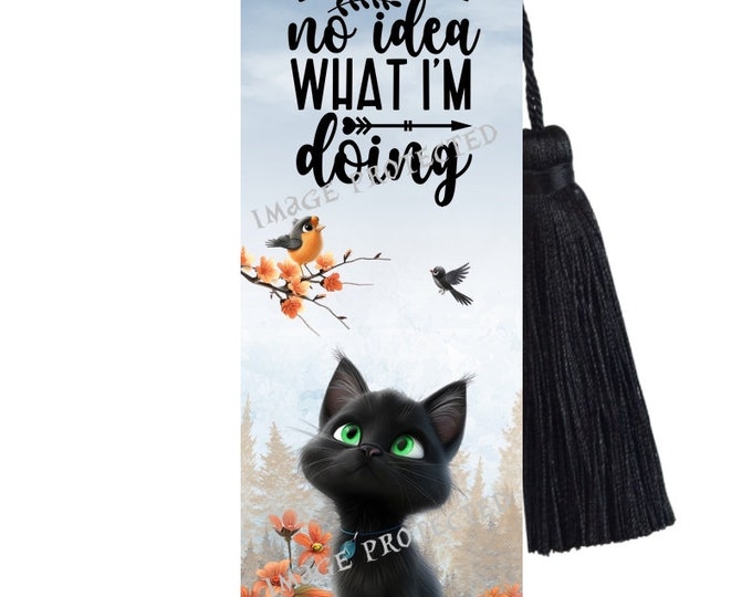 Funny Cat Metal Bookmark With Black Tassel
