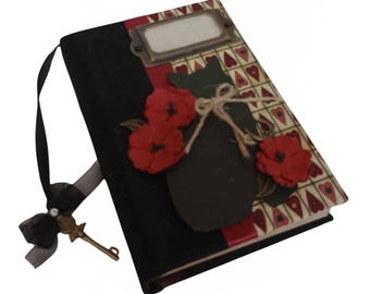 Mixed Media Hardbacked Journal - Fabric Covered Black Cat Journal (B)