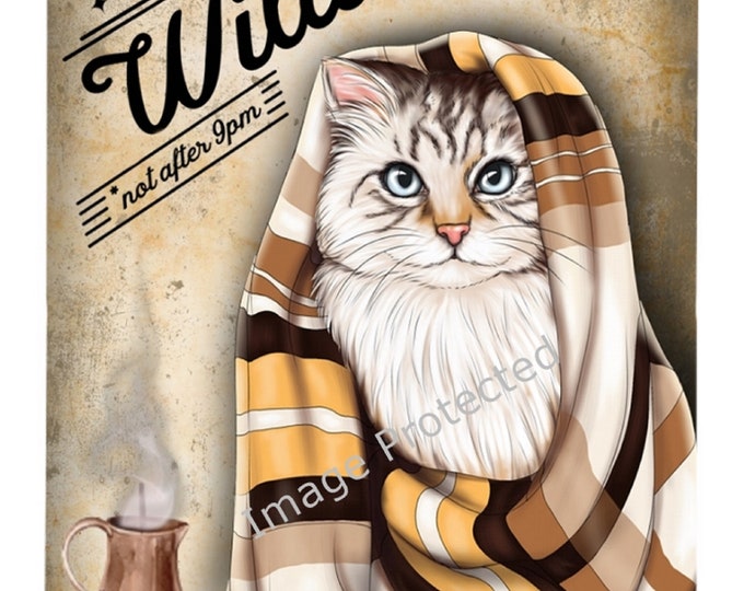 Cat Metal Sign - Funny - Born To Be Wild, Just Not After 9pm - Cute Cat Sign