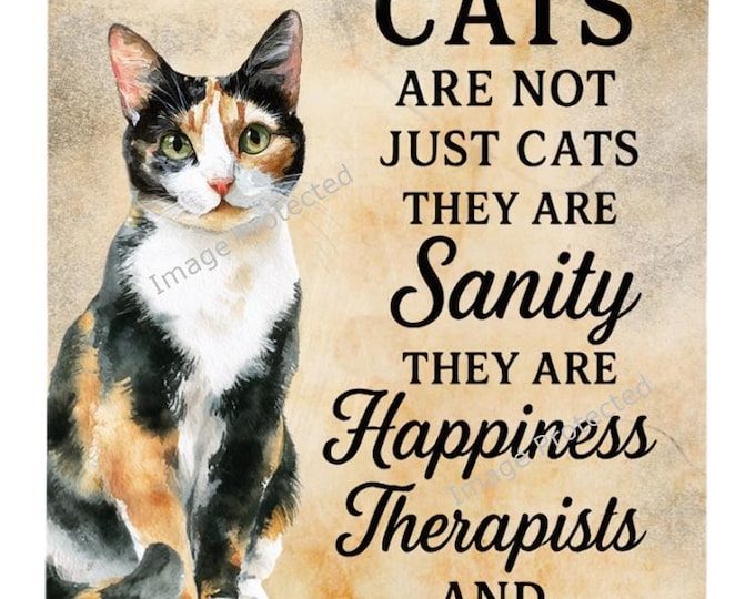 Handmade Calico Cat Metal Wall Sign, Home Decor