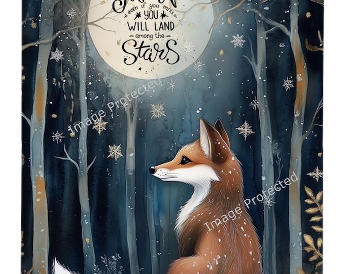 Hanging Metal Sign - Little Fox - Shoot For The Moon...Land Among The Stars