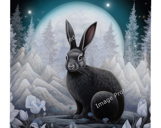 Hanging Metal Sign - Mystic Moonlit Hare - Motivational Quote, You Are Never Too Old To Set A New Dream...