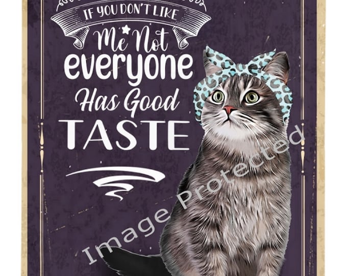 Hanging Metal Cat Sign - Vintage/Retro - No Taste - Funny/Humour
