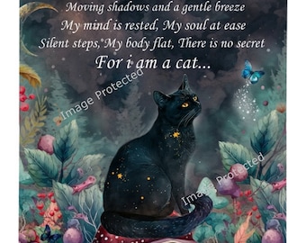 Cat Poem Metal Sign: The Midnight Garden - Handmade