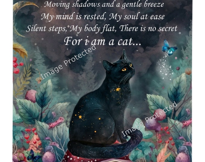Cat Sign - Poem, The Midnight Garden - Poem On Metal Hanging Sign