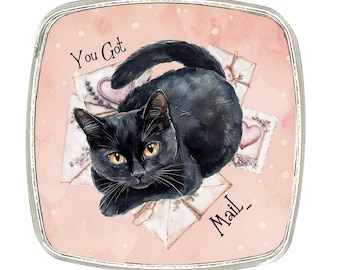 Black Cat Magnet: Chrome Finish, Cottage Core Decor