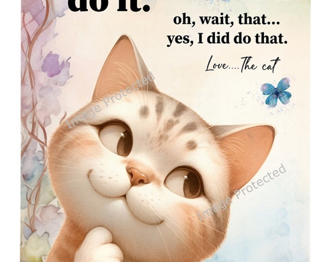 Whimsical Cat Metal Sign: Funny Motivational Quote Hanging Decor