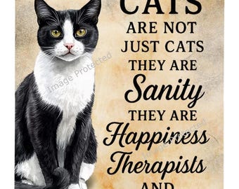 Tuxedo Cat Metal Wall Sign, Friend Home Decor