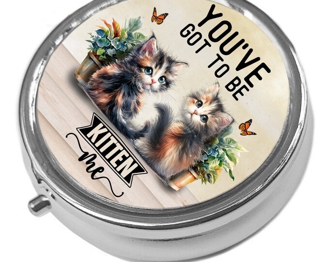 Kittens - You've Got To Be Kitten Me - Metal Pill Box - Cat Trinket Box