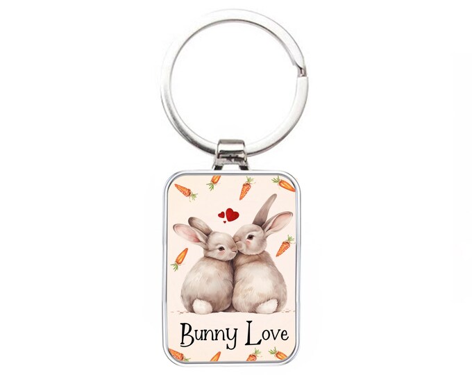 Silver Metal Rabbit Keyring - Rabbit Keyring - Bunny Love