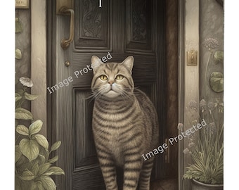 Handmade Tabby Cat Metal Sign: Motivational Art (20cm x 15cm)
