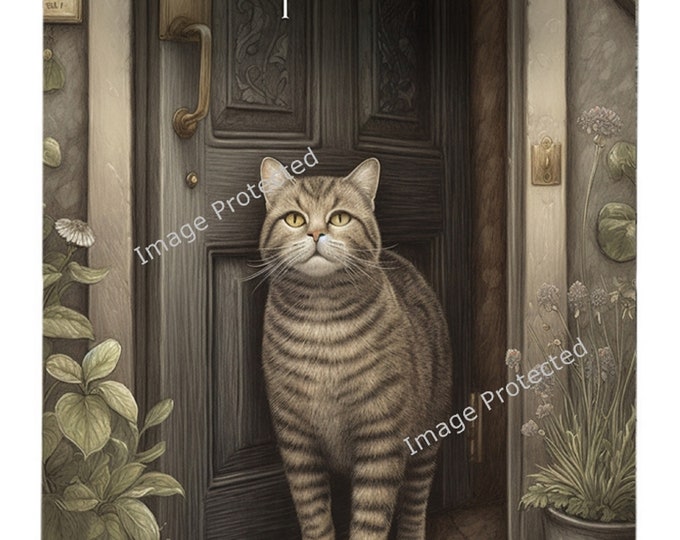 Tabby Cat Sign - Tabby Cat Art -  Hanging Metal Sign - Motivational Quote - One Day At A Time