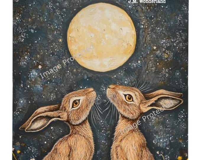Hanging Metal Sign -Moongazing Hares - Motivational Quote, The Sun Watches What I Do, But The Moon KNows All My Secrets