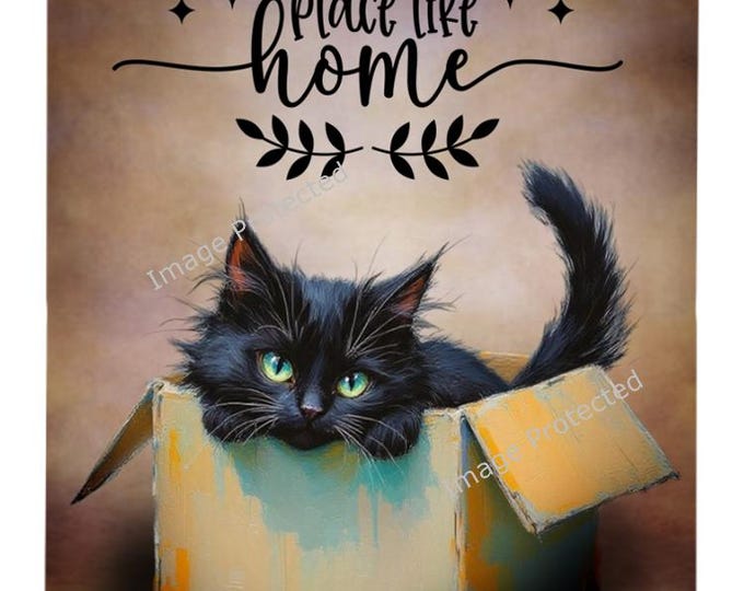 Hanging Metal Sign - Cat In A Box Home Decor Sign