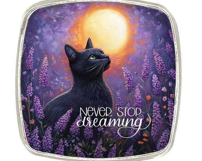 Chrome Magnet: Large, Strong - Moongazing Black Cat