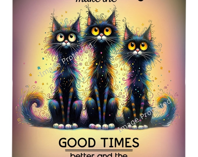 Hanging Metal Cat Sign - 3 Black Cats - Cat Sign - Best Friends Quote