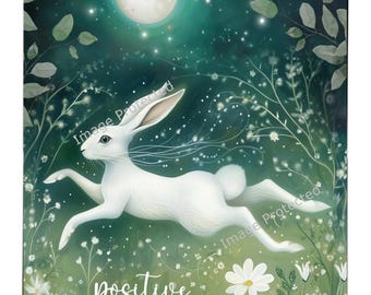 Hanging Metal Sign - Mystic Hare - Motivational Quote, Positive Vibes Only