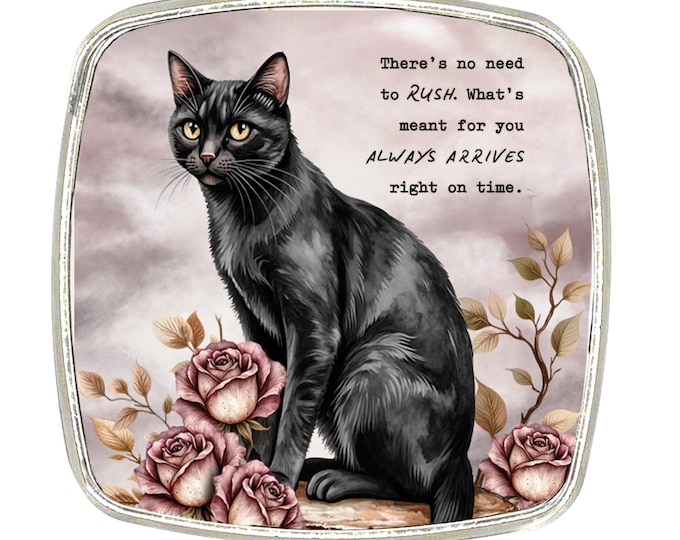 Cat Magnet - Chrome Finish Large Magnet - Black Cat Magnet - Motivational Quote