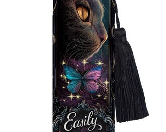 Cat & Butterfly Dark Romance Bookmark with Tassel: Funny Reader Gift