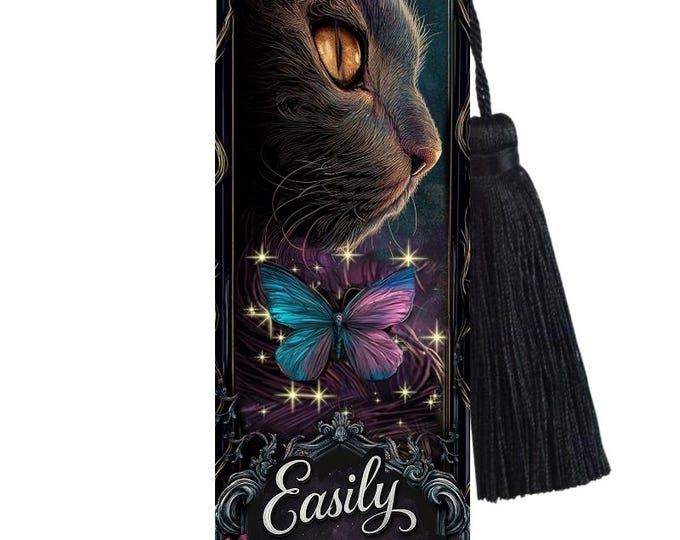 Cat & Butterfly Dark Romance Bookmark with Tassel: Funny Reader Gift