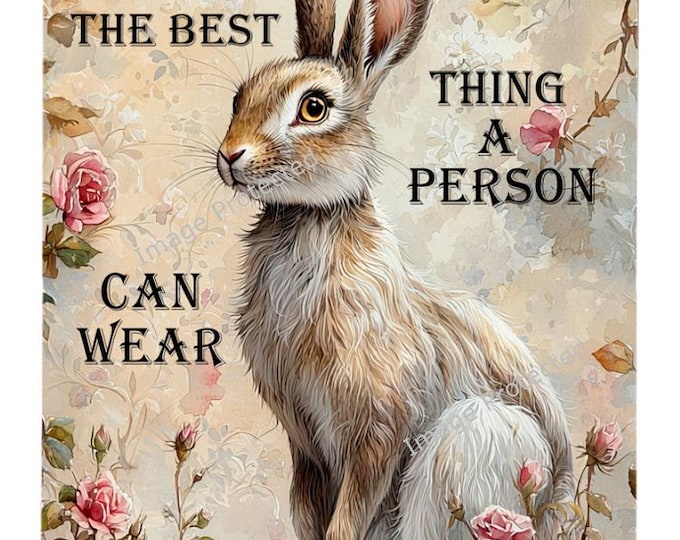 Hanging Metal Sign - Vintage Hare - Motivational Quote, A Smile Is The Best Thing A Person Can Wear