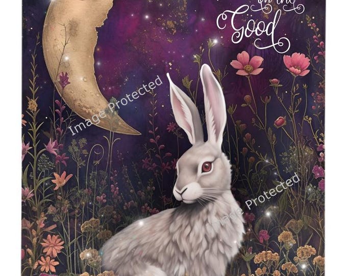 Hanging Metal Sign - Moonlit Hare - Motivational Quote, Focus On The Good