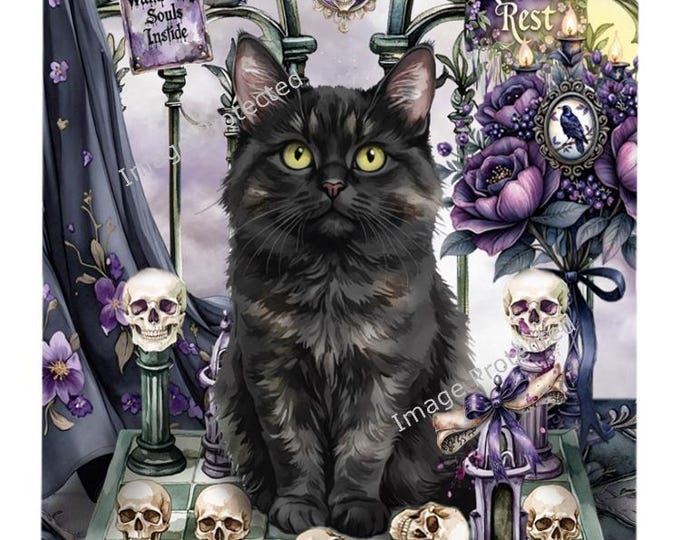 Black Cat Sign - Hanging Metal Sign - Checkmate At Ravens Nest