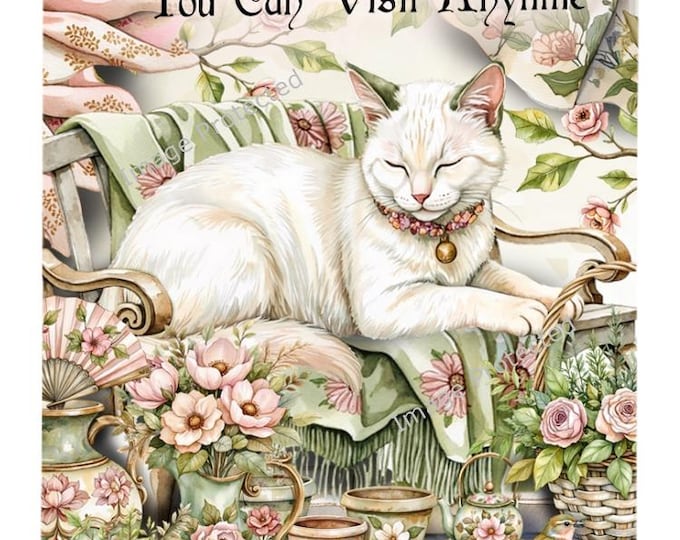 Garden Cat Sign - Hanging Metal Sign - A Garden Is A Friend You Can Visit Any Time