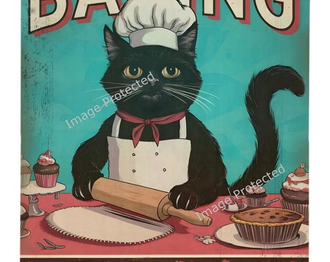 Black Cat Metal Sign - Baking Because Murder Is Wrong Funny Sign