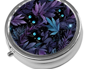Blue Eyes Cat Pill Box: Metal Trinket Storage