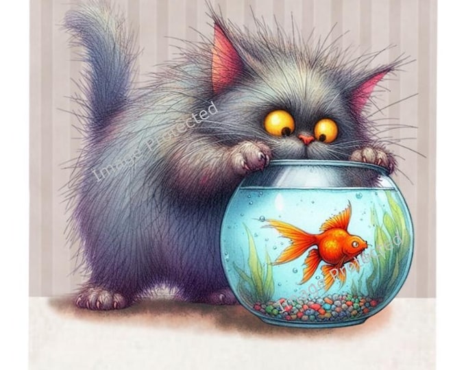 Cat & Fish Bowl Metal Sign - Sometimes it's the enexpected friendships that are the best ones