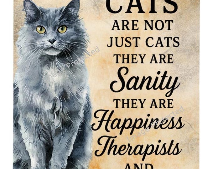 Grey Cat Metal Wall Sign, Friend Home Decor