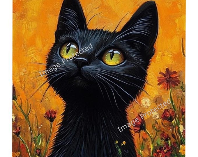 Hanging Metal Sign - Motivational Quote - Little Black Cat & Flowers