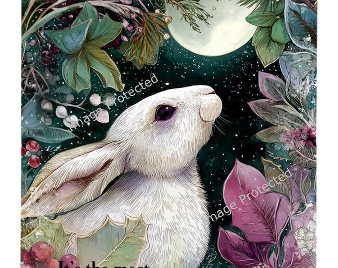 Christmas White Hare: Inspirational Art, Handmade Home Decor