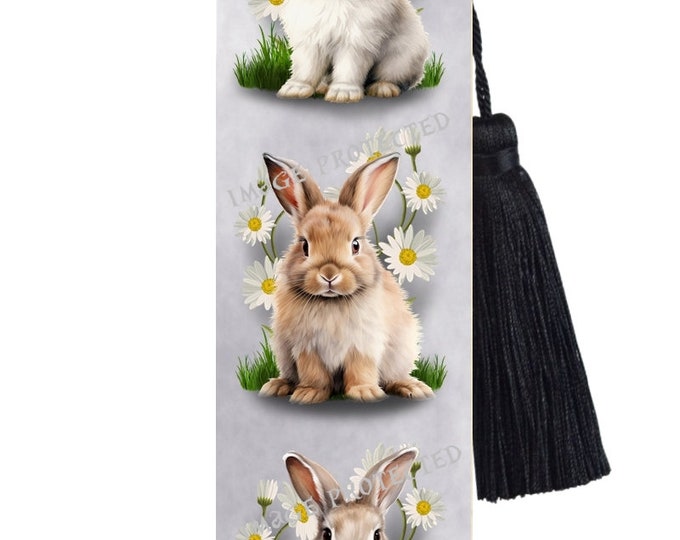 Large Metal Bookmark With Tassel - Bunny Rabbit Bookmark