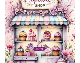 Handmade Cake Shop Metal Sign: Floral Cupcake Decor (20cm x 15cm)