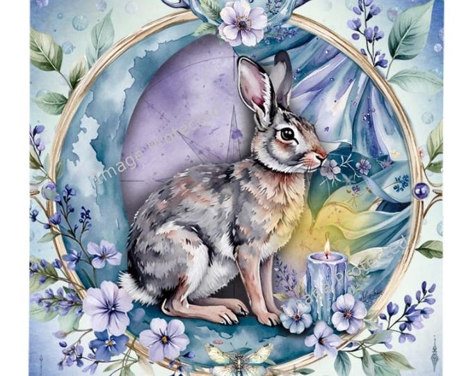 Hanging Metal Sign - Mystic Hare - Luna Magic, Night Whisper