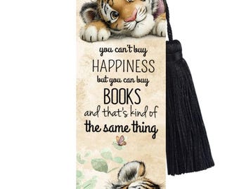 Tiger Metal Bookmark with Tassel: Funny Reader Gift