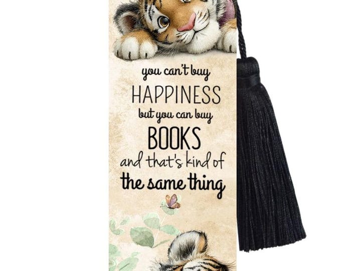 Tiger Metal Bookmark with Tassel: Funny Reader Gift