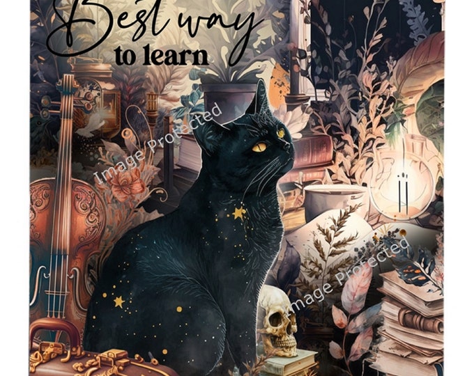 Black Cat Metal Sign: Vintage Style, Motivational Quote