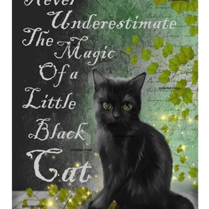 Cat Sign - Cat Sign -  Hanging Metal Sign - Never underestimate the magic of a little black cat - Black Cat Sign