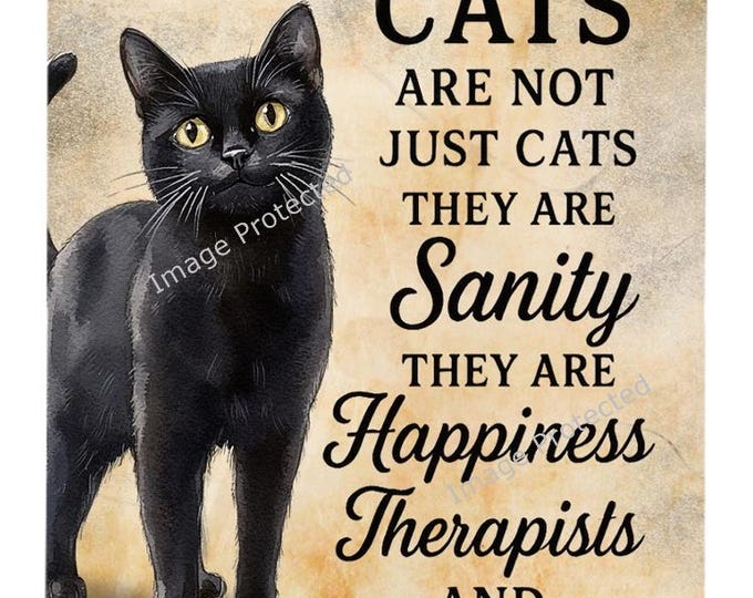 Handmade Black Cat Metal Wall Sign, Home Decor