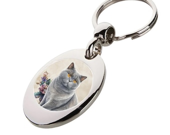 Trolly Keyring/Key Token - Cat Keyring - British Blue Cat - British Short Hair