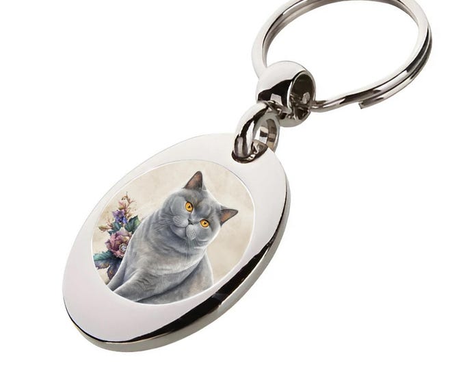 Trolly Keyring/Key Token - Cat Keyring - British Blue Cat - British Short Hair