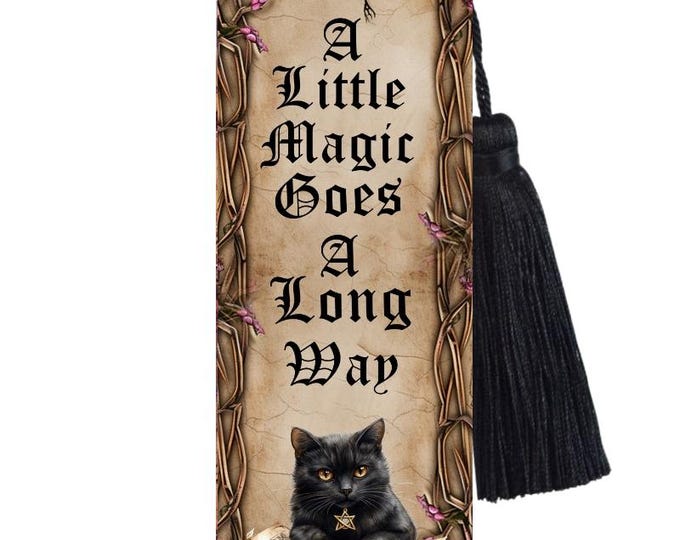 Large Metal Bookmark With Tassel -Cat Bookmark - A Little Magic Goes A Long Way