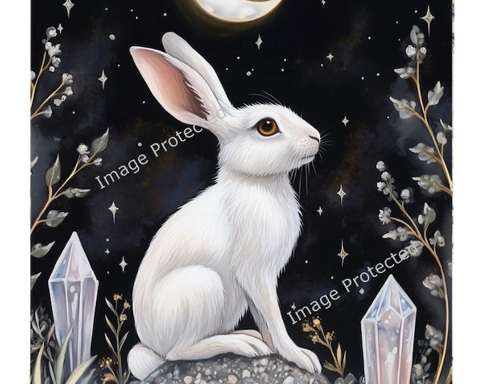 Hanging Metal Sign - White Rabbit & Moon - Take Time For Yourself