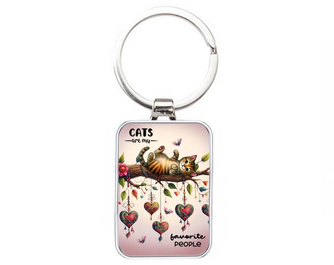 Silver Metal Cat Keyring - Cats Are My Favourite People