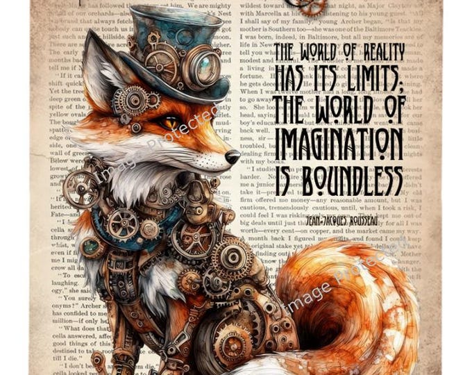 Hanging Metal Sign - Steampunk Fox - The World Of Reality Has It's Limits Quote...