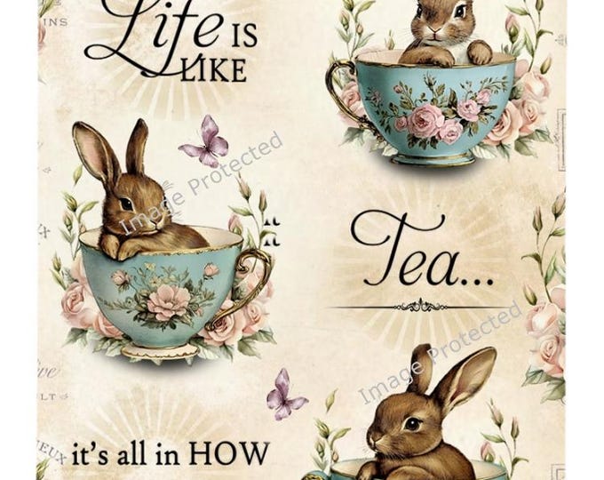 Hanging Metal Sign - Vintage Hare - Motivational Quote, Life Is Like Tea, It's All In How You Make It