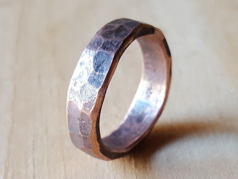 Unique rustic ring Seamless hand forged by blacksmith Hand hammered copper ring Wide band men/'s ring Oxidized copper ring